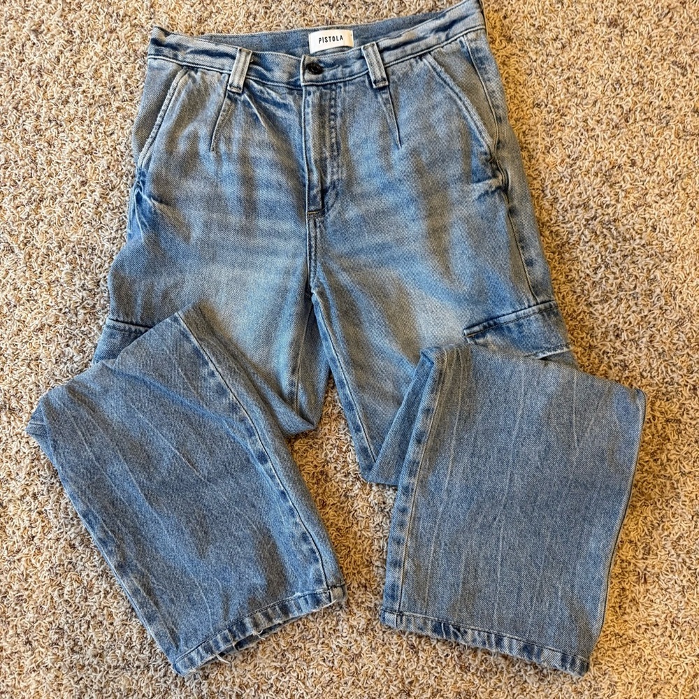 Pistola Bobbie Cargo Regent Wide Leg Trouser Jean Size 24 High Rise Utility - Picture 16 of 16
